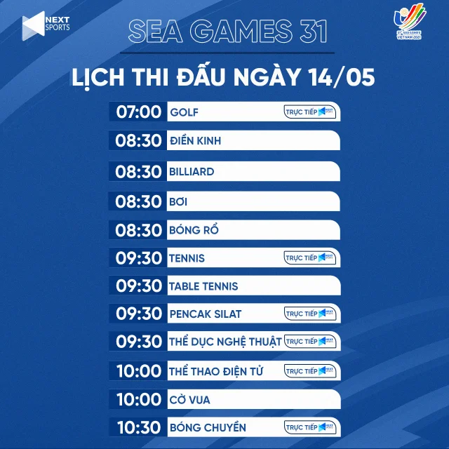 Lịch thi đấu SEA Games 31 ngày 14.05 nhé cả nhàaaa 🤩