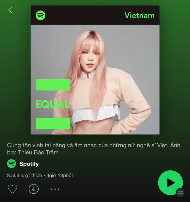 Thiều Bảo Trâm đại diện Việt Nam trong chiến dịch EQUAL của Spotify tháng 6