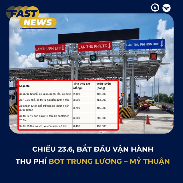 📌Từ 14h hôm nay đến cuối tháng, cao tốc Trung Lương - Mỹ Thuận sẽ thu phí không thu tiền 
