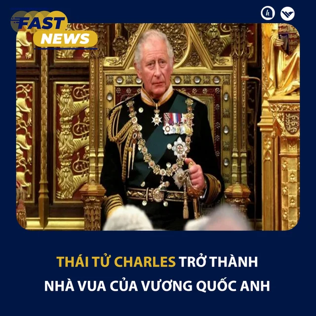 ✔ Thái tử Charles, 73 tuổi, kế thừa ngôi vị, trở thành Vua Charles III của Vương quốc Anh 