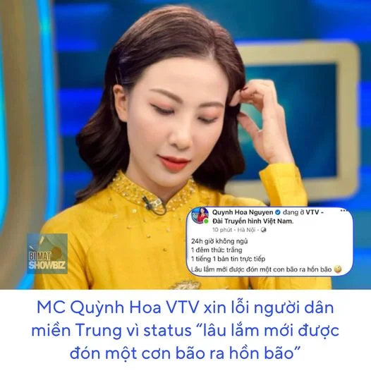 Sau bài đăng gây tranh cãi về bão Noru, MC Quỳnh Hoa thừa nhận sơ suất khi đăng bài viết k