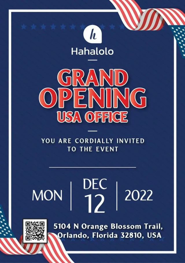 💥 Mời quý vị tham dự sự kiện khai trương vp mới thuộc sở hữu của Hahalolo tại Hoa Kỳ 🇺🇸