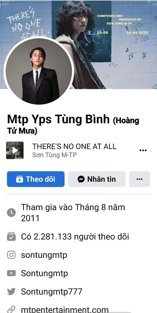 MTP YPS TÙNG BÌNH 
Không biết chuyện gì đã xảy ra nhưng hiện tại facebook của Sơn Tùng M-T