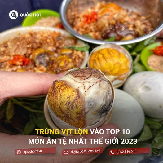 🐣 TRỨNG VỊT LỘN VÀO TOP 10 MÓN ĂN TỆ NHẤT THẾ GIỚI 2023

Taste Altas, trang web được mệnh