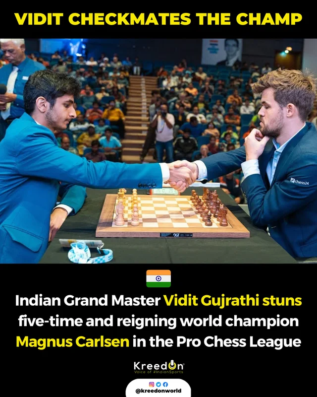 Indian Grandmaster Vidit Gujrathi stunned Norwegian wizard Magnus Carlsen in a Pro Chess L